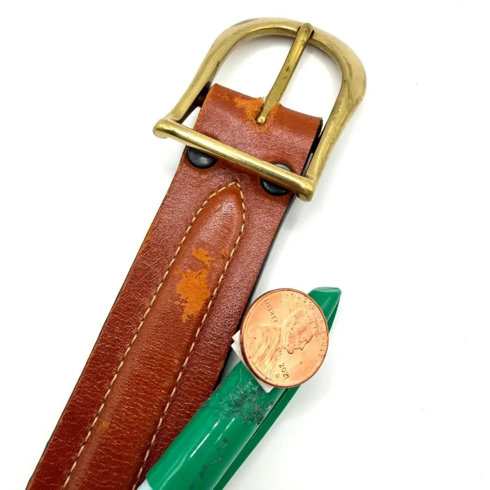 Vintage 80s Jordache Brown Genuine Leather Equestrian Belt